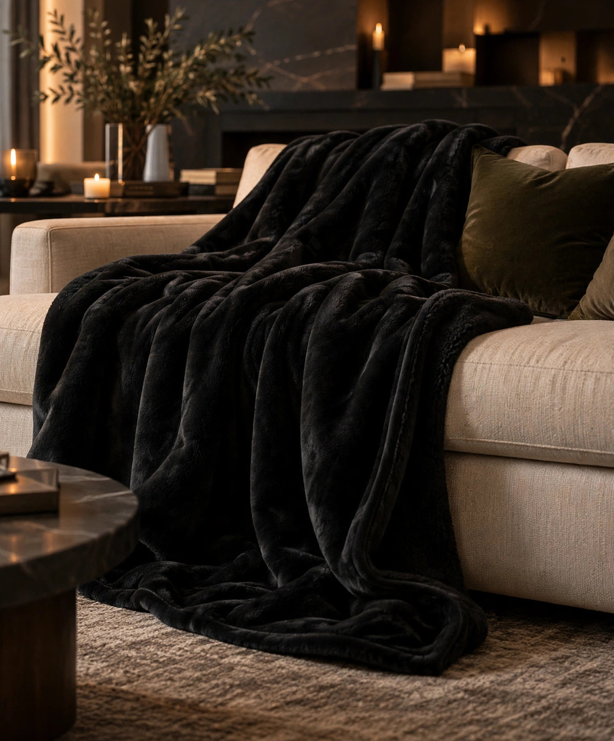 Velveteen Plush Blanket | Black