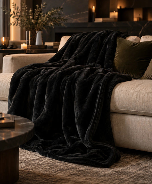 Velveteen Plush Blanket | Black